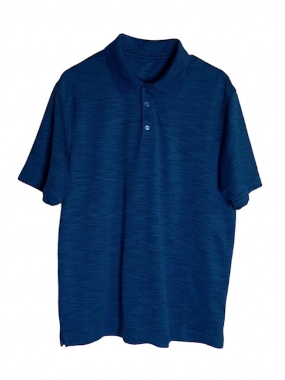 Classic Collar Polo 3-Button Placket Shirt, Men’s L, Blue